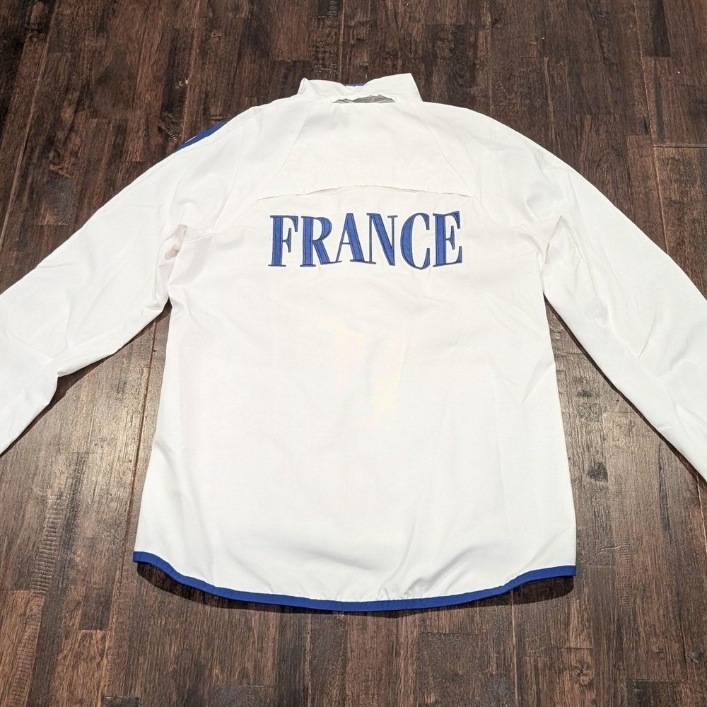 Vintage Y2K Adidas France Track Jacket Womens S White 3 Stripes Zip Embroidered - Picture 2 of 12
